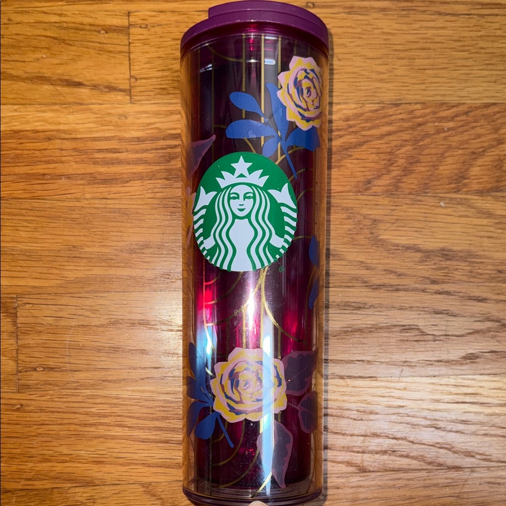Limited Edition Starbucks Fall 2020 Acrylic Tumbler Purple Blue Roses